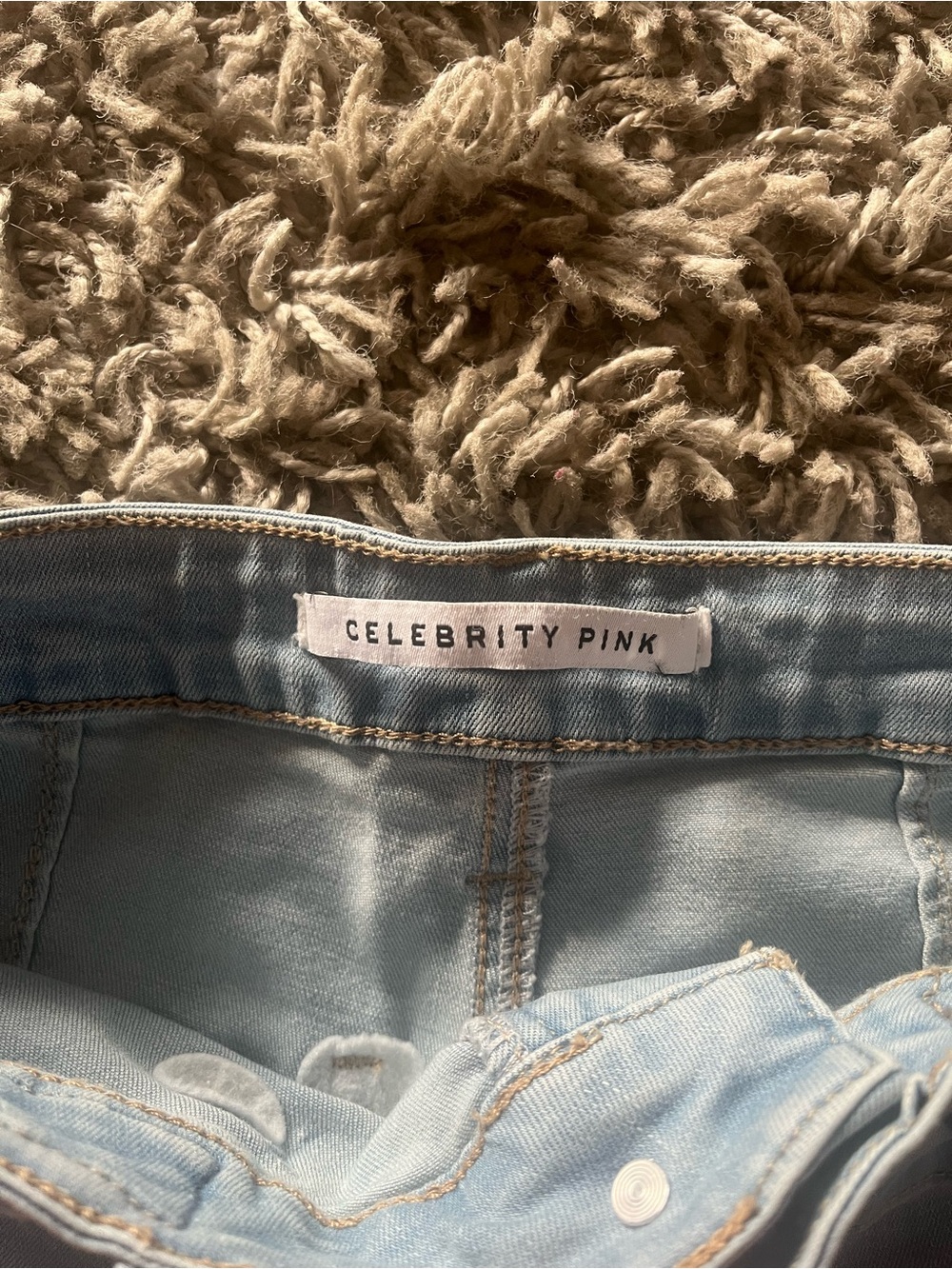 Celebrity Pink Light Blue Braided Waist Denim Shorts - Picture 3 of 4